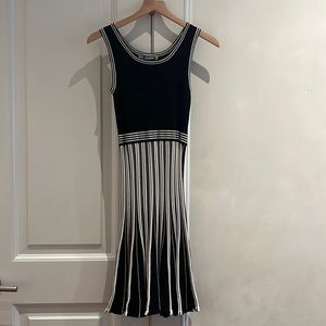 Claude Montana black and white stripe knit dress